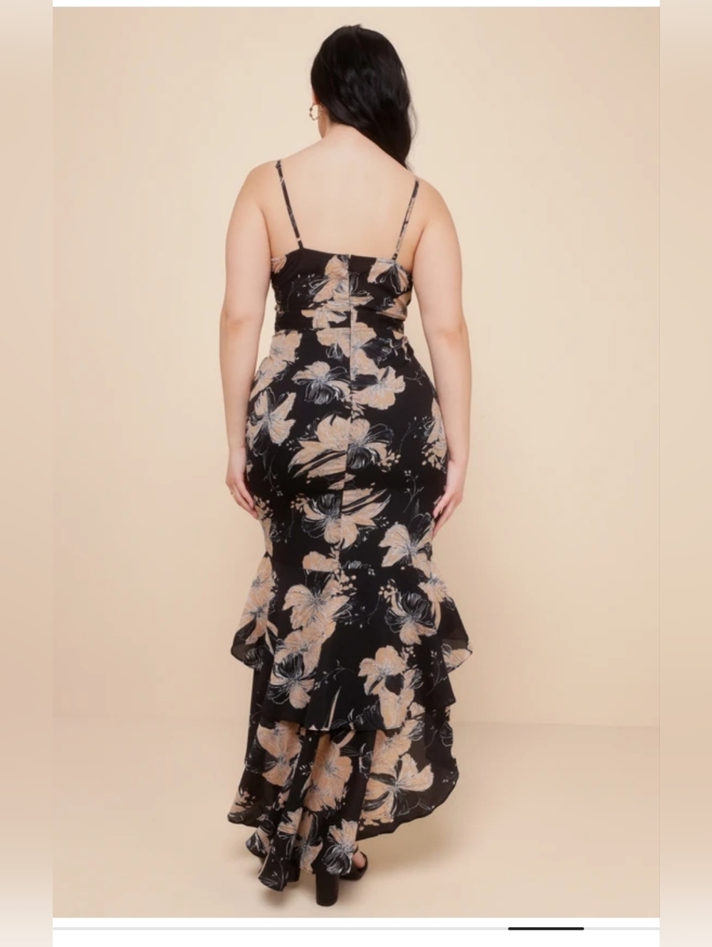 Darling Daylily Black Floral Print High-Low Maxi Dress - Picture 2 of 9